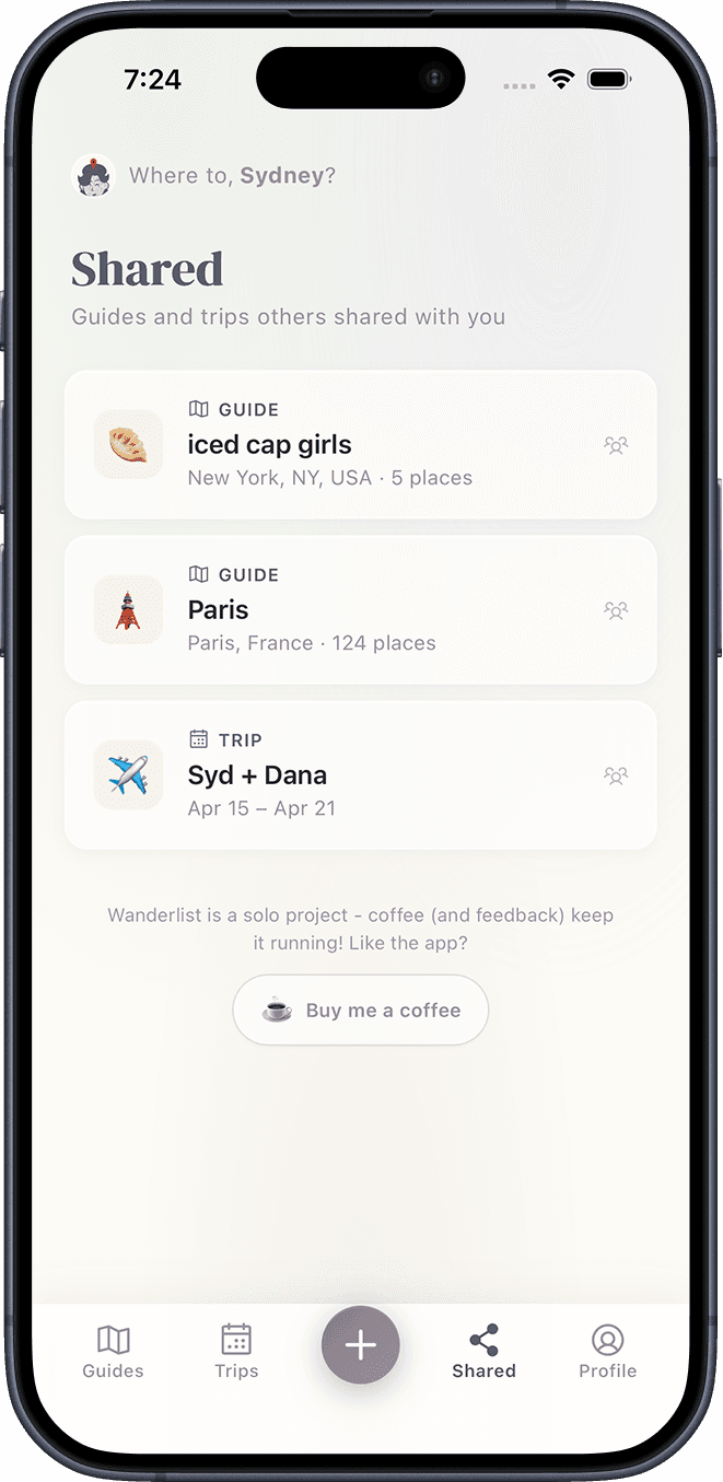 Shared guides and trips